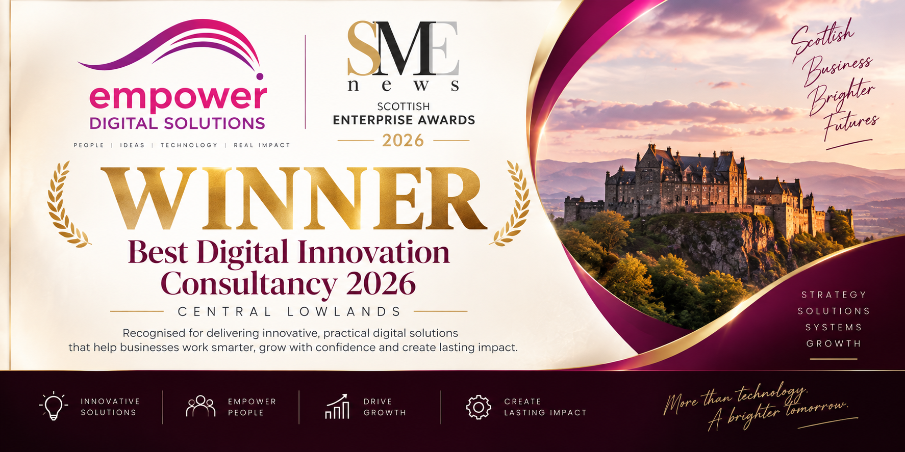 Best Digital Innovation Consultancy 2026 - SME News Scottish Enterprise Awards Winner - Empower Digital Solutions